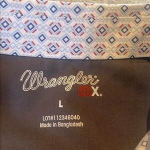 Wrangler 20X Competition Advanced Comfort Western Cowboy Pearl Snap Geo AOP L